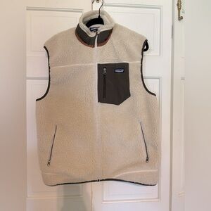 Patagonia Retro Fleece/Sherpa Vest Natural Deep Pile Cream Green Sz XL